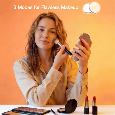 White Treevan Aura Plus Vanity mirror with 3 adjustable lighting modes for flawless makeup application.