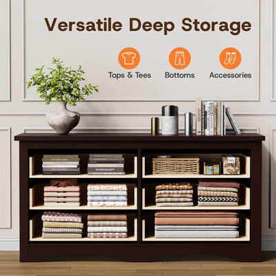 Cross-section view of the Brown Treevan Hestia 6-drawer double dresser demonstrating versatile deep storage for clothes and accessories.