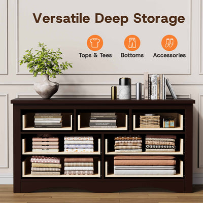 Cross-section view of the Brown Treevan Hestia 7-drawer grand dresser demonstrating versatile deep storage for clothes and accessories.