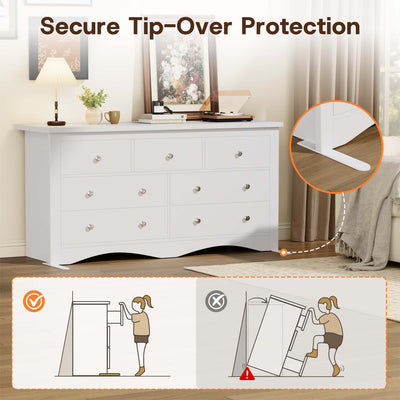 White Treevan Hestia grand dresser featuring secure tip-over protection wall anchors for family and pet safety.