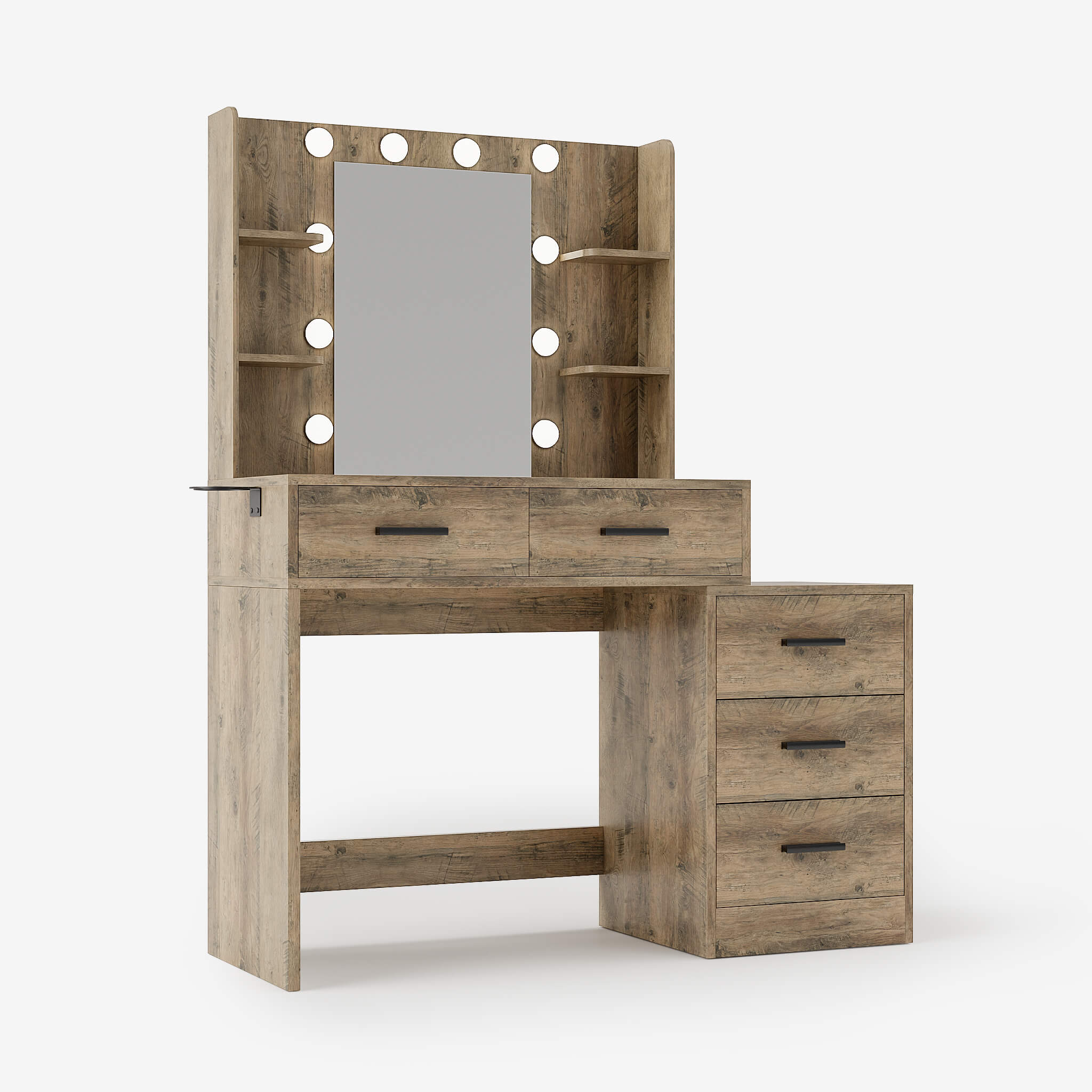 Rustic Oak Treevan Muse Suite Vanity mirror with 3 adjustable lighting modes for professional makeup results.